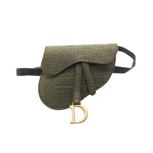 Dior Waist Bag Saddle Black Khaki Canvas
